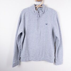 Vineyard Vines Quarter Zip Pullover Kids 7 Gray Whale Logo Cotton Pique Top
